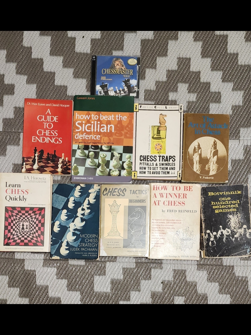 Vintage Chess Collection Bundle: 9 Classic Strategy Books + Chessmaster 9000 PC